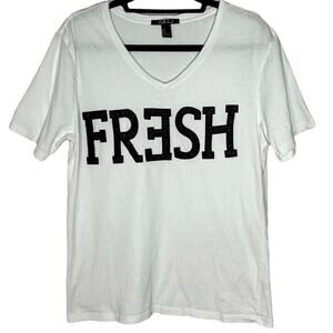 21 Men FRESH Short Sleeve V-Neck Casual Top Basic T-Shirt White L NWOT